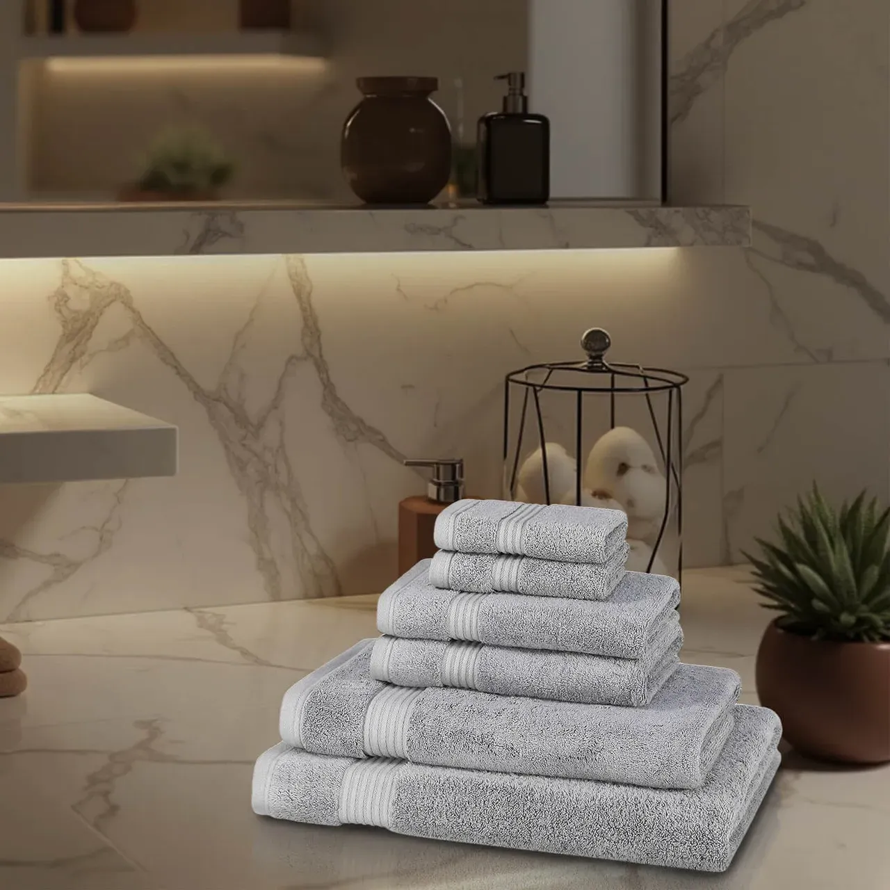 6-Piece Bamboo Towel Set 700GSM - White by The Towel Shop