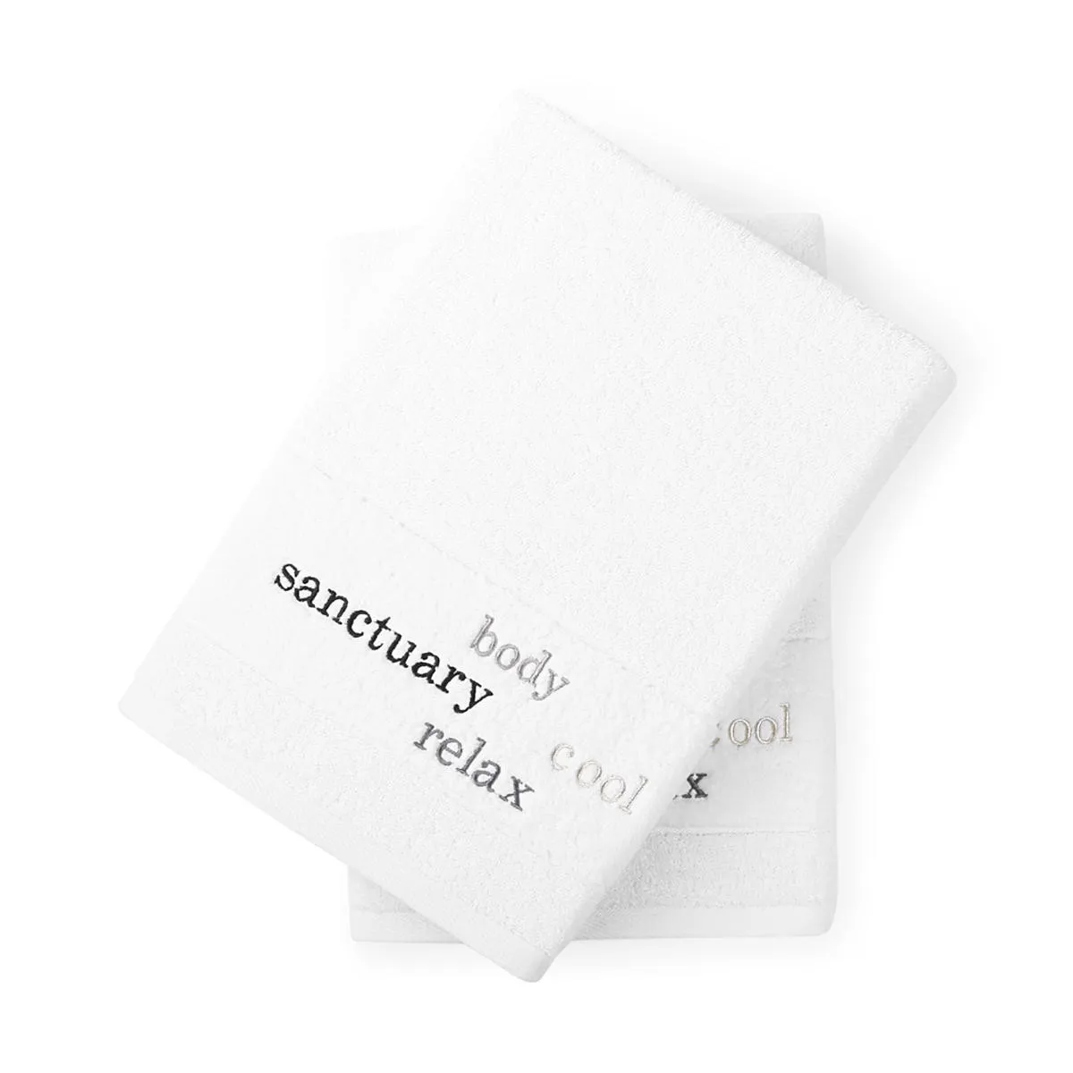 Cool Relax Embroidered Bath Sheets Set of 2 - White, Cotton by The Towel Shop