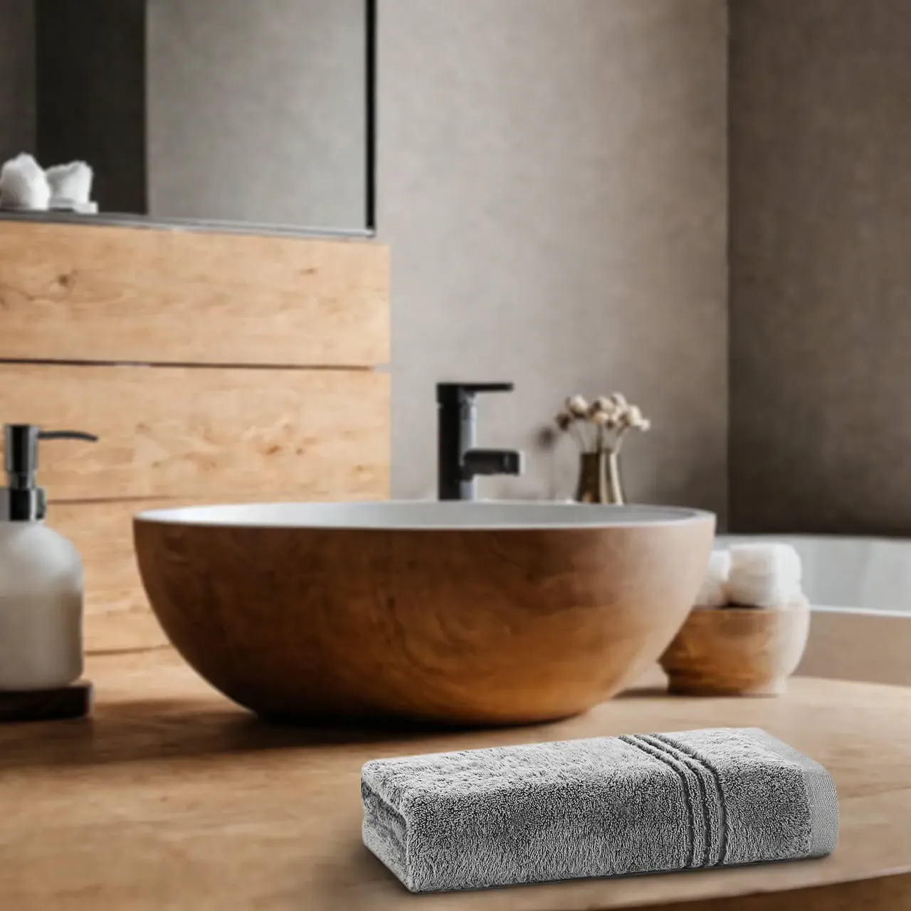 600 GSM Zero Twist Hand Towel - Charcoal, Cotton by The Towel Shop