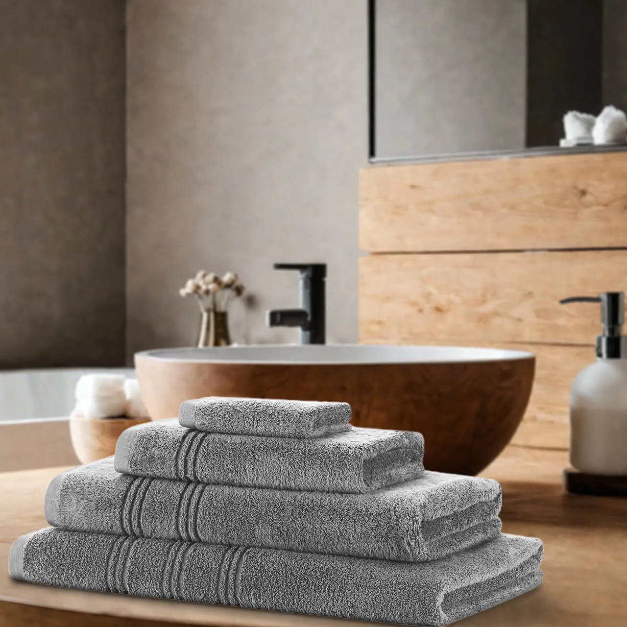 600 GSM Zero Twist Towel - Silver, Cotton by The Towel Shop