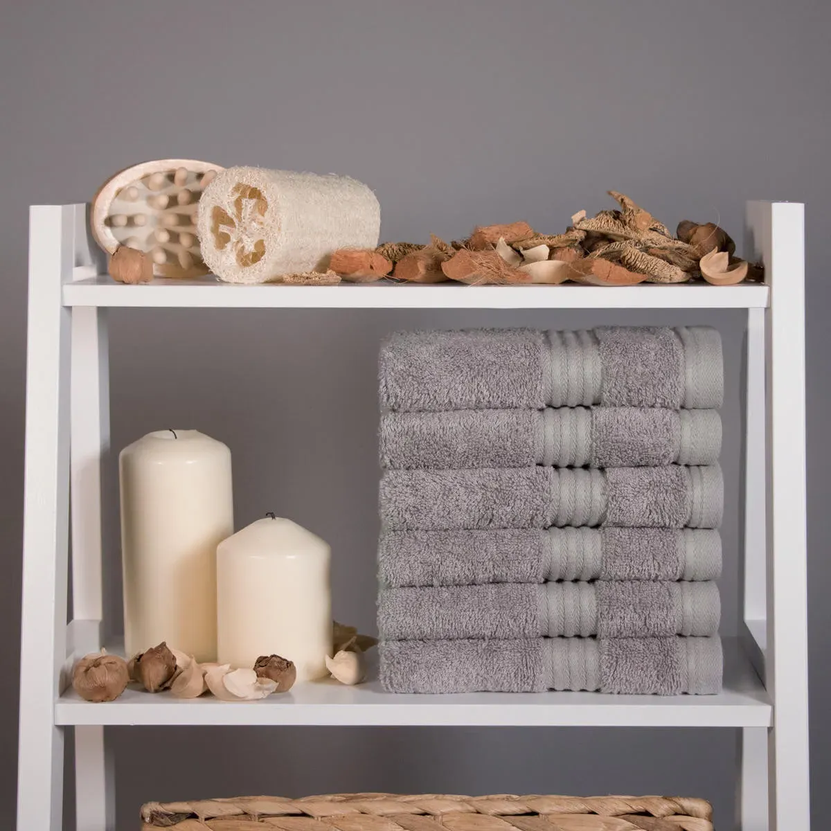 700 GSM Face Cloths - Light Grey, Bamboo by The Towel Shop
