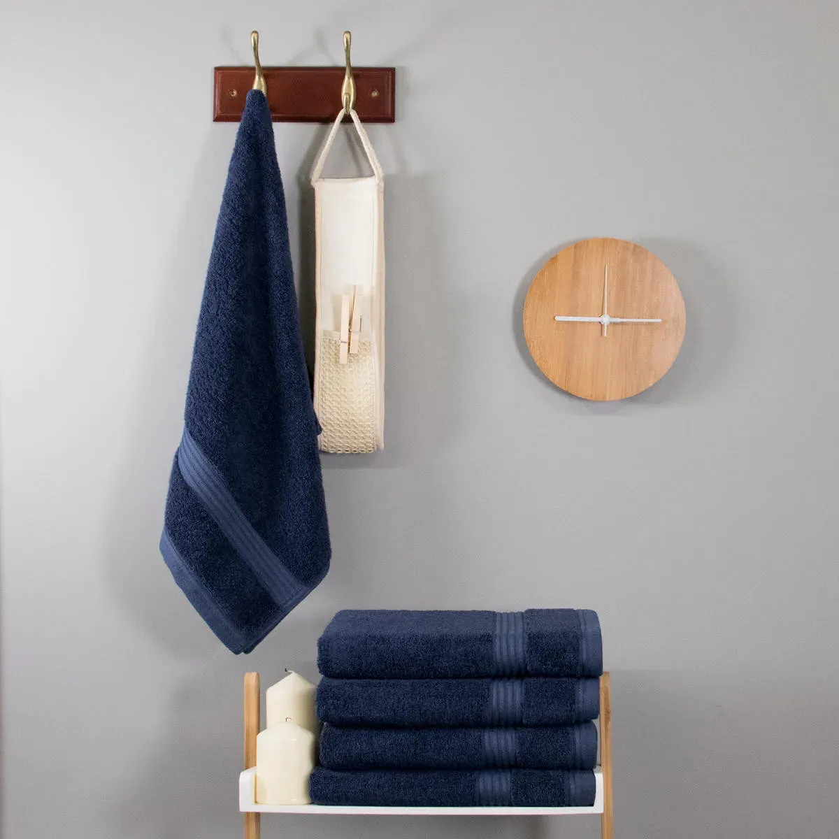 6-Pack Hand Towels 700 GSM - Navy Blue, Bamboo by The Towel Shop