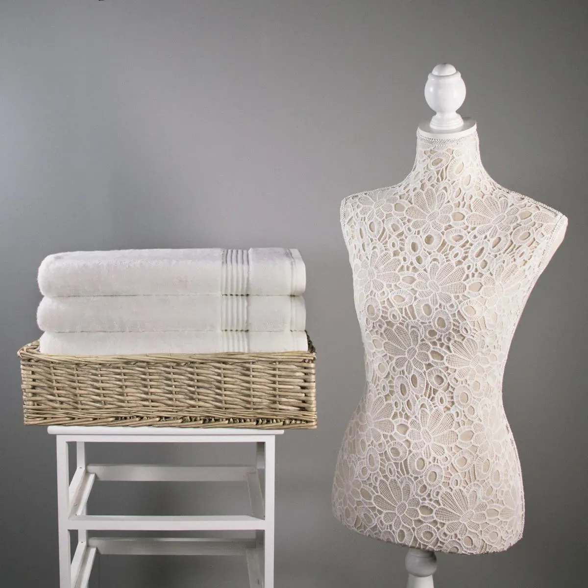 4-Pack Bath Towels 700 GSM - White, Bamboo Cotton by The Towel Shop
