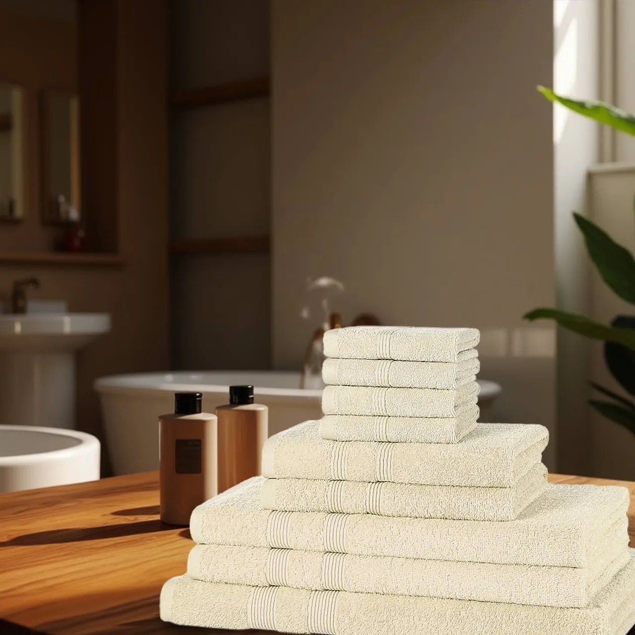 9-Piece Towel Bale Set 500GSM - White, Cotton by The Towel Shop