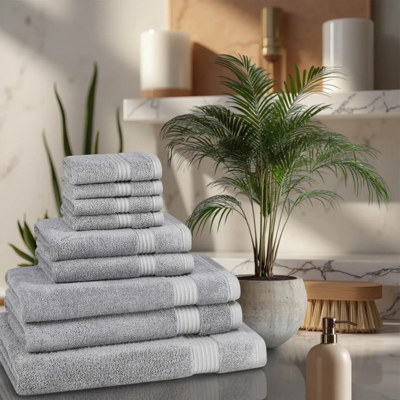 9 Piece Bamboo Towel Set 700GSM - White by The Towel Shop