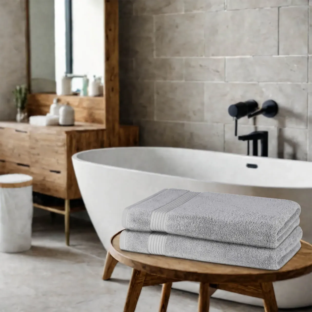Bath Sheet - Light Grey, Bamboo & Cotton by The Towel Shop