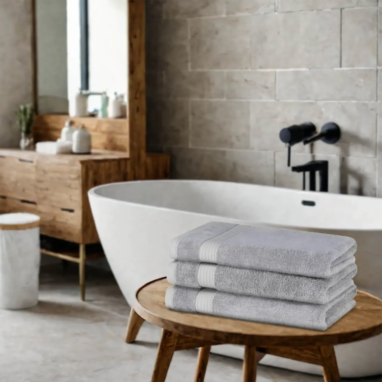 Ultimate Bamboo Collection Bath Towel - Light Grey, Bamboo & Cotton by The Towel Shop