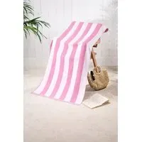 Cabana Stripe Microfibre Beach Towel - Pink, White alternate view
