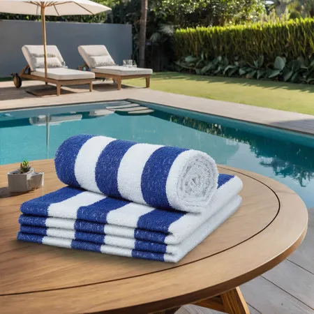 Chlorine Resistant Pool Towel - Dark Blue Stripe, Cotton product