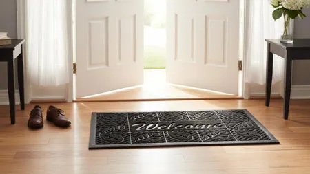 Embossed Rubber Back Door Mat - Black product