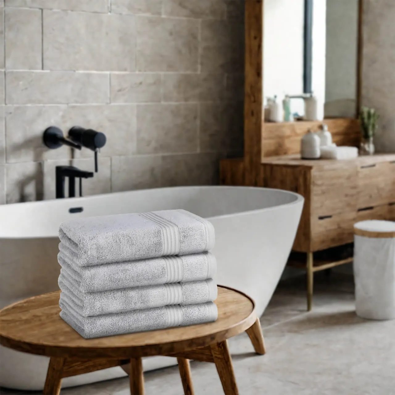 Ultimate Bamboo Collection Hand Towel - Charcoal, Bamboo & Cotton by The Towel Shop