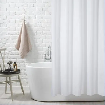 Plain White Hookless Shower Curtain - White product