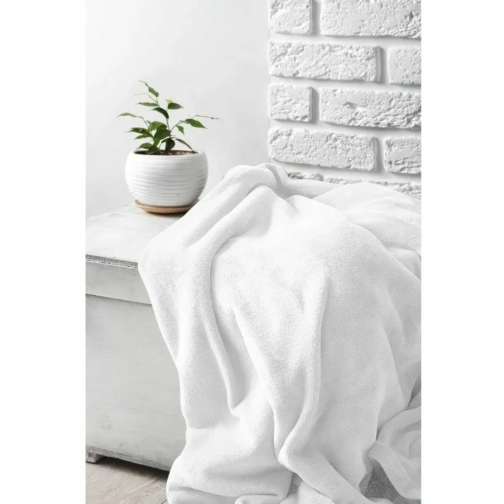 Double Fleece Blanket Thermal - Silver, Polyester by The Towel Shop
