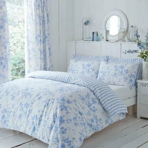 Charlotte Thomas Amelie Toile Printed Duvet Cover Set - Blue, Polycotton by The Towel Shop