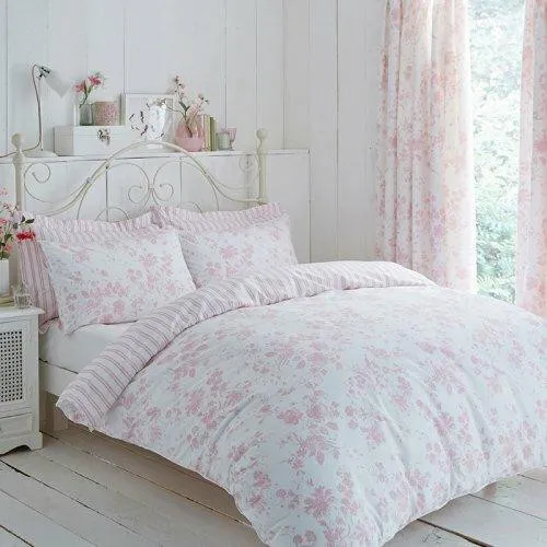 Charlotte Thomas Amelie Toile Printed Duvet Cover Set - Pink, Polycotton by The Towel Shop