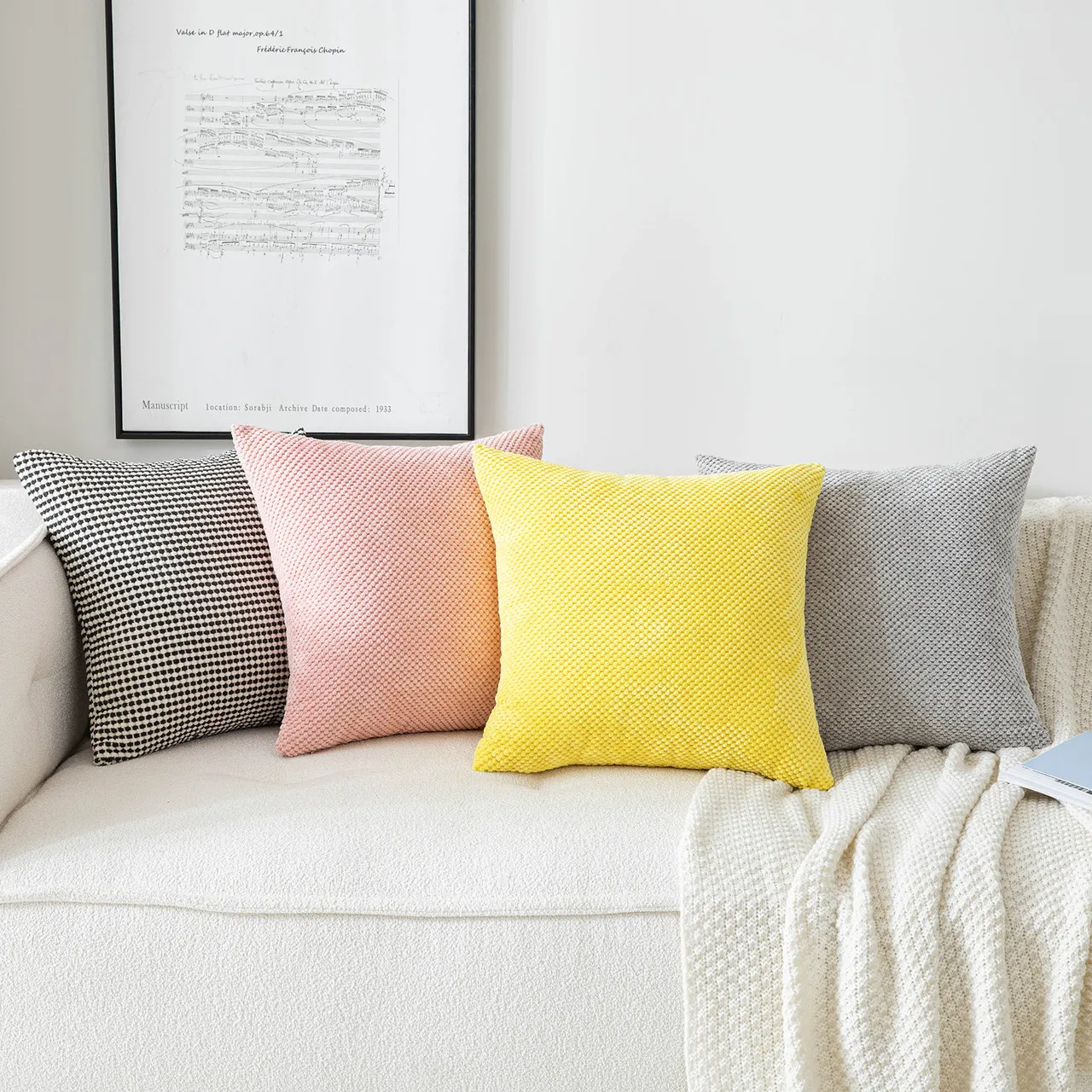 Square Cushion Cover with Zip - Brown, Corduroy by The Towel Shop
