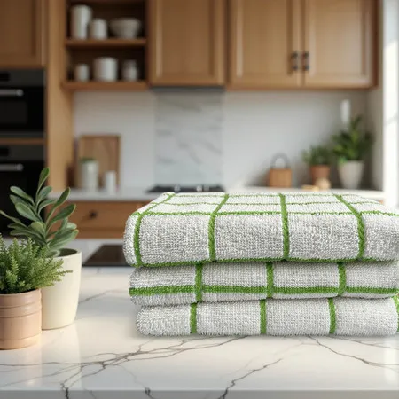 Prestige Terry Towelling Tea Towel - Green Check, Cotton product