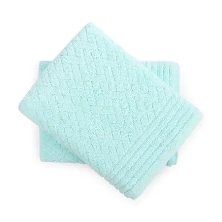 Samrot Chequered Embroidered Bath Sheets Set of 2 - Turquoise, Cotton product