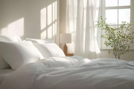 Sateen Duvet Cover Set - White, Cotton image