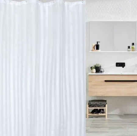 Satin Stripe Hookless Shower Curtain - White product