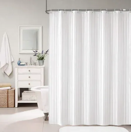 Satin Stripe Shower Curtain Steel Eyelet - White product