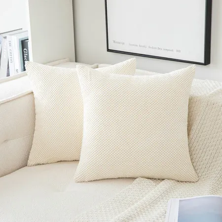 Set of 2 Cushions with Covers - Brown, Corduroy