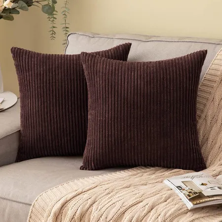 Set of 2 Cushions with Covers - Coffee, Corduroy