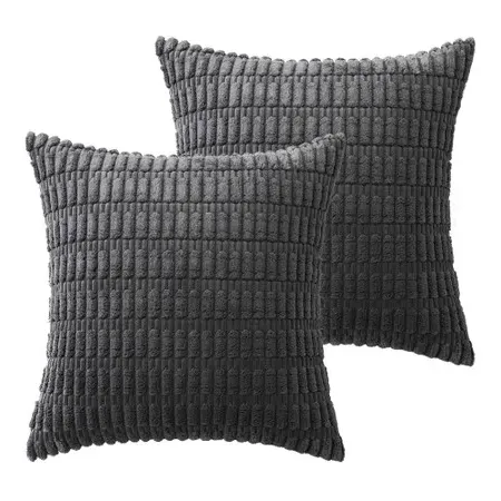 Set of 2 Cushions with Covers - Red, Corduroy