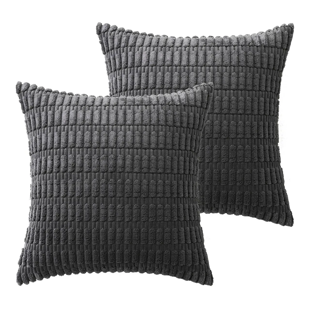 Set of 2 Cushions with Covers - Red, Corduroy by The Towel Shop