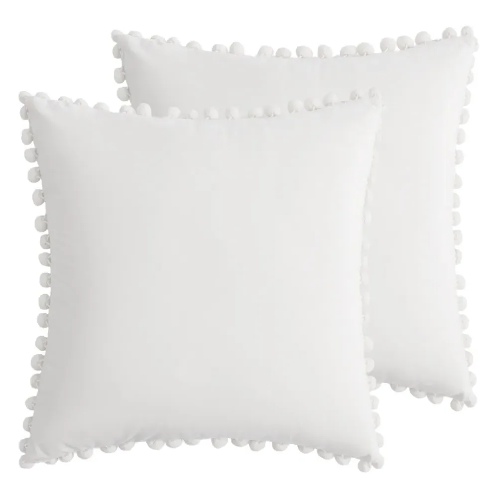 Set of 2 Cushions with Covers - Yellow, Velvet by The Towel Shop