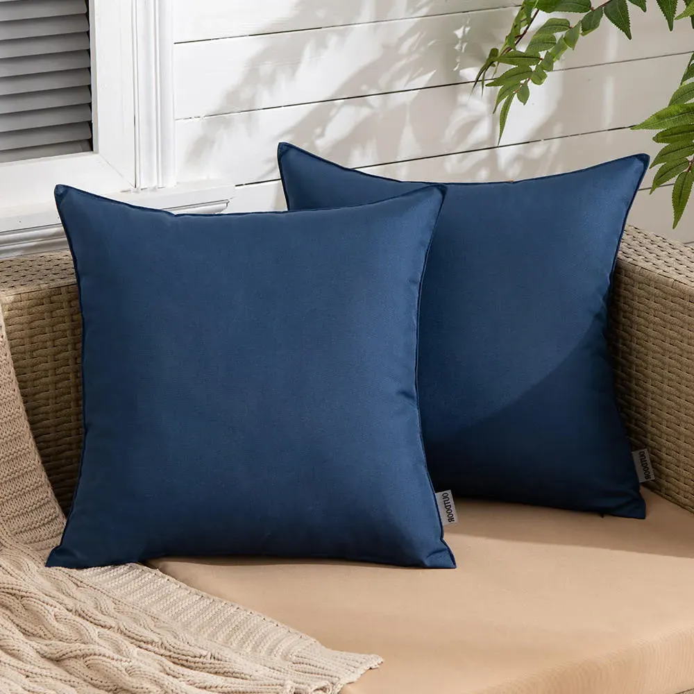Set of 2 Outdoor Cushions - Blue, Waterproof by The Towel Shop