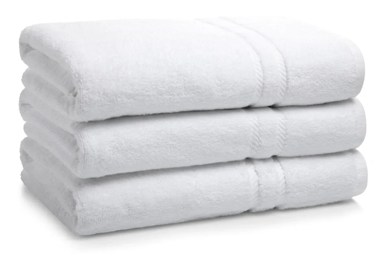 Single Bath Towel 600 GSM - White, Cotton by The Towel Shop