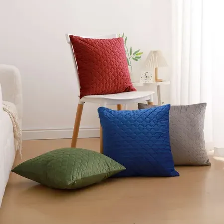 Square Cushion Cover - Light Grey, Velvet