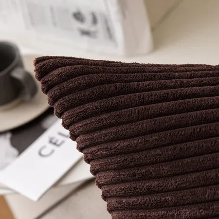 Square Cushion Cover with Zip - Coffee, Corduroy