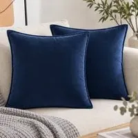 Velvet Cushion Cover - Navy Blue, Cotton by The Towel Shop, alternate view