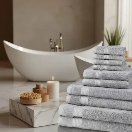 10-Piece Towel Set 700GSM - White, Bamboo image