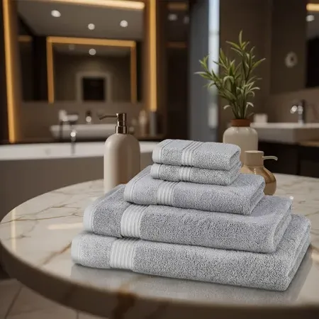 5-Piece Towel Set 700GSM - White, Bamboo image