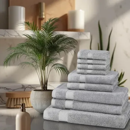 9-Piece Towel Set 700GSM - White, Bamboo
