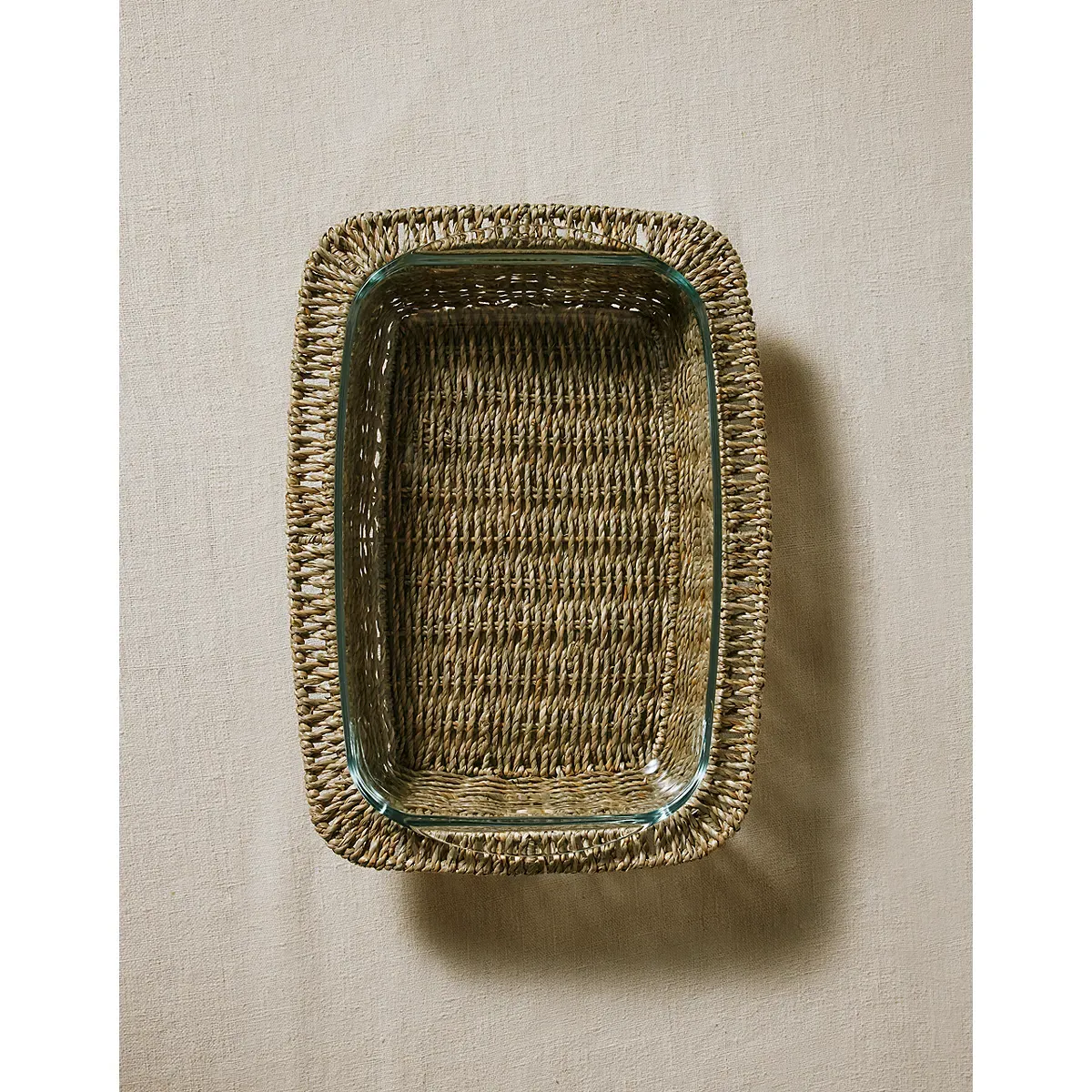 Glass and Seagrass Large Oven Dish - Natural alternate view