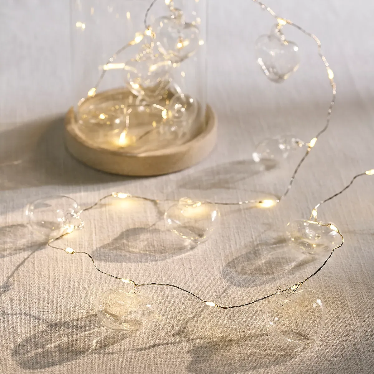 Glass Heart Fairy Lights 24 Bulbs - Clear product