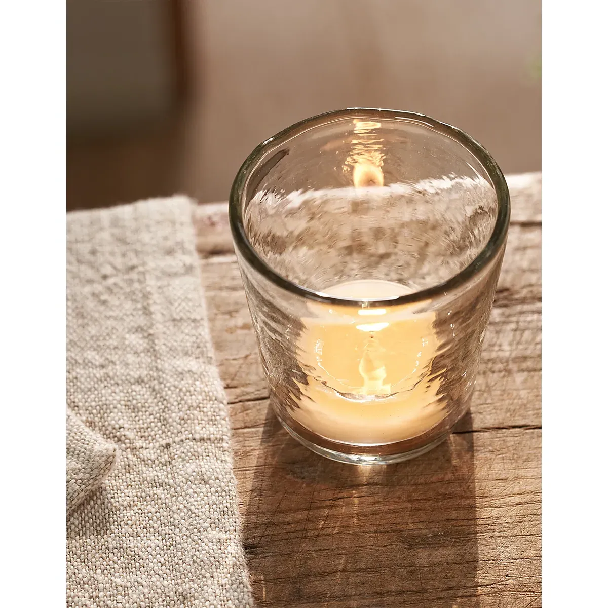 Jago Small Tealight Holder - Clear, Hammered Glass alternate view