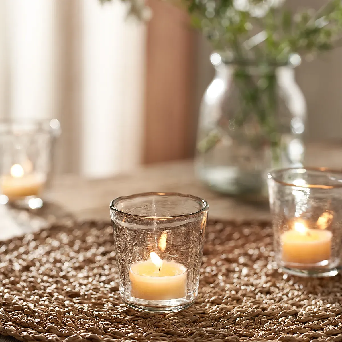 Jago Small Tealight Holder - Clear, Hammered Glass product