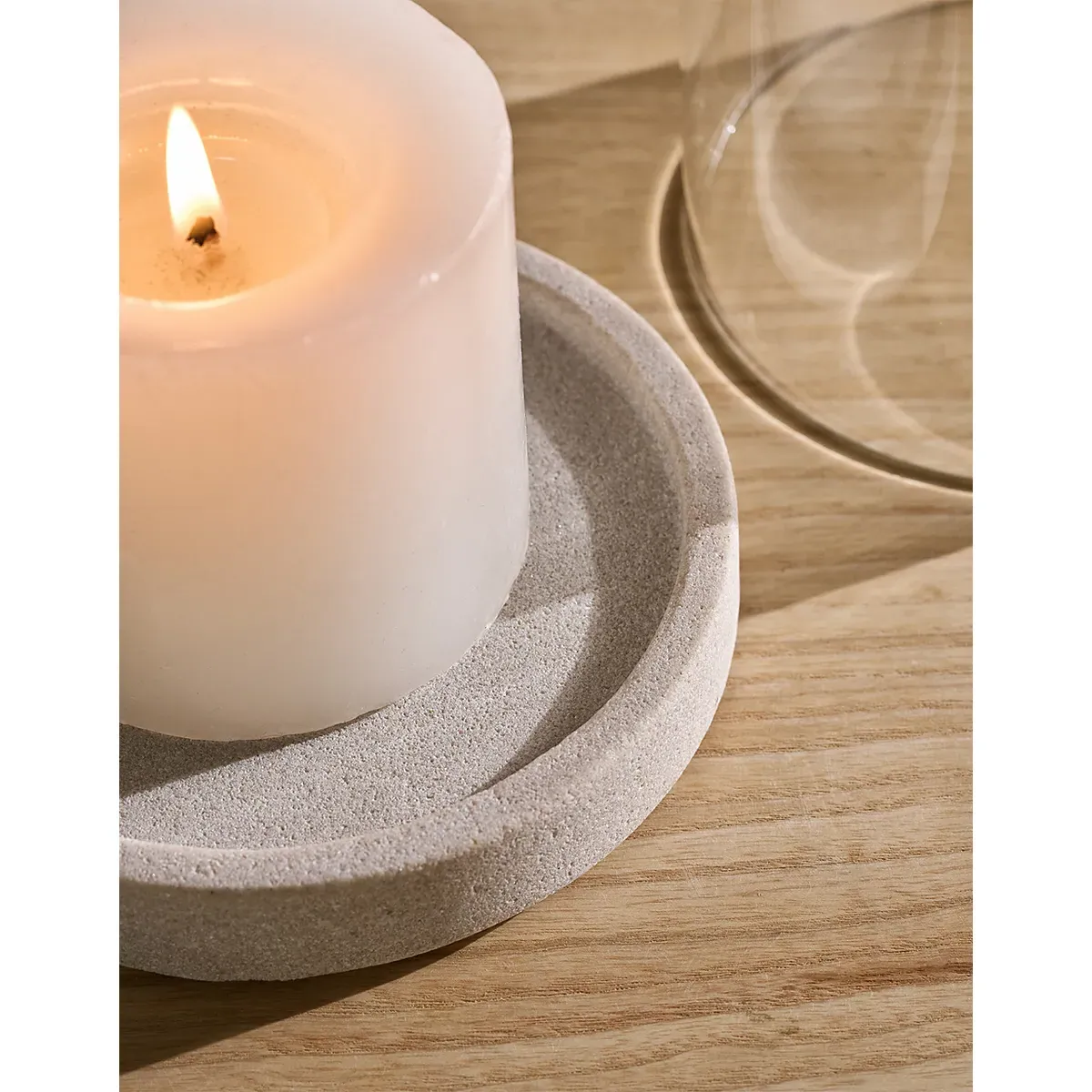 Sandstone Glass Hurricane Candle Holder Medium - Clear alternate view