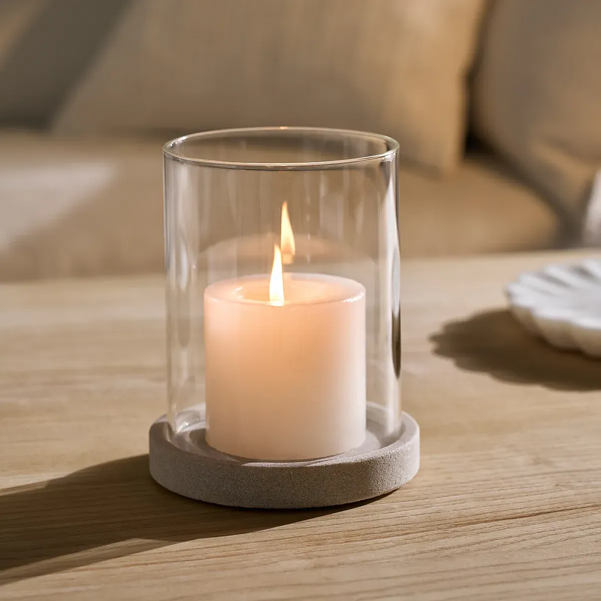 Sandstone Glass Hurricane Candle Holder Medium - Clear product