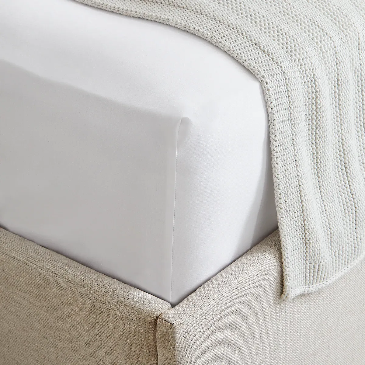300-Thread-Count Egyptian Cotton Sateen Deep Fitted Sheet - White product