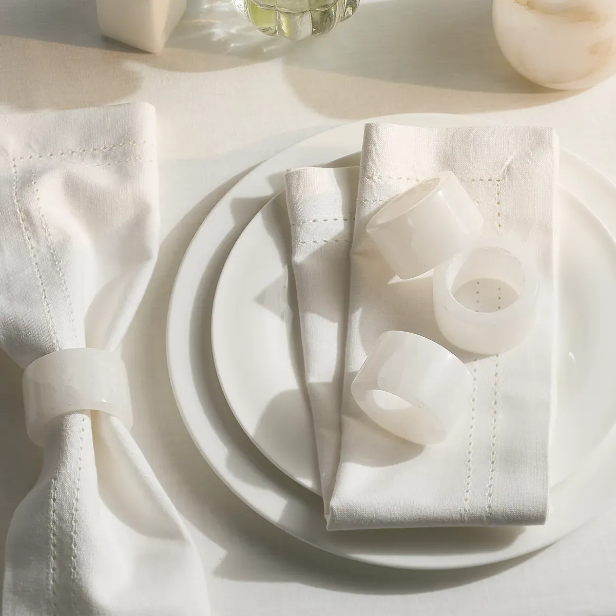 Alabaster Napkin Rings Set of 4 - White, Stone product