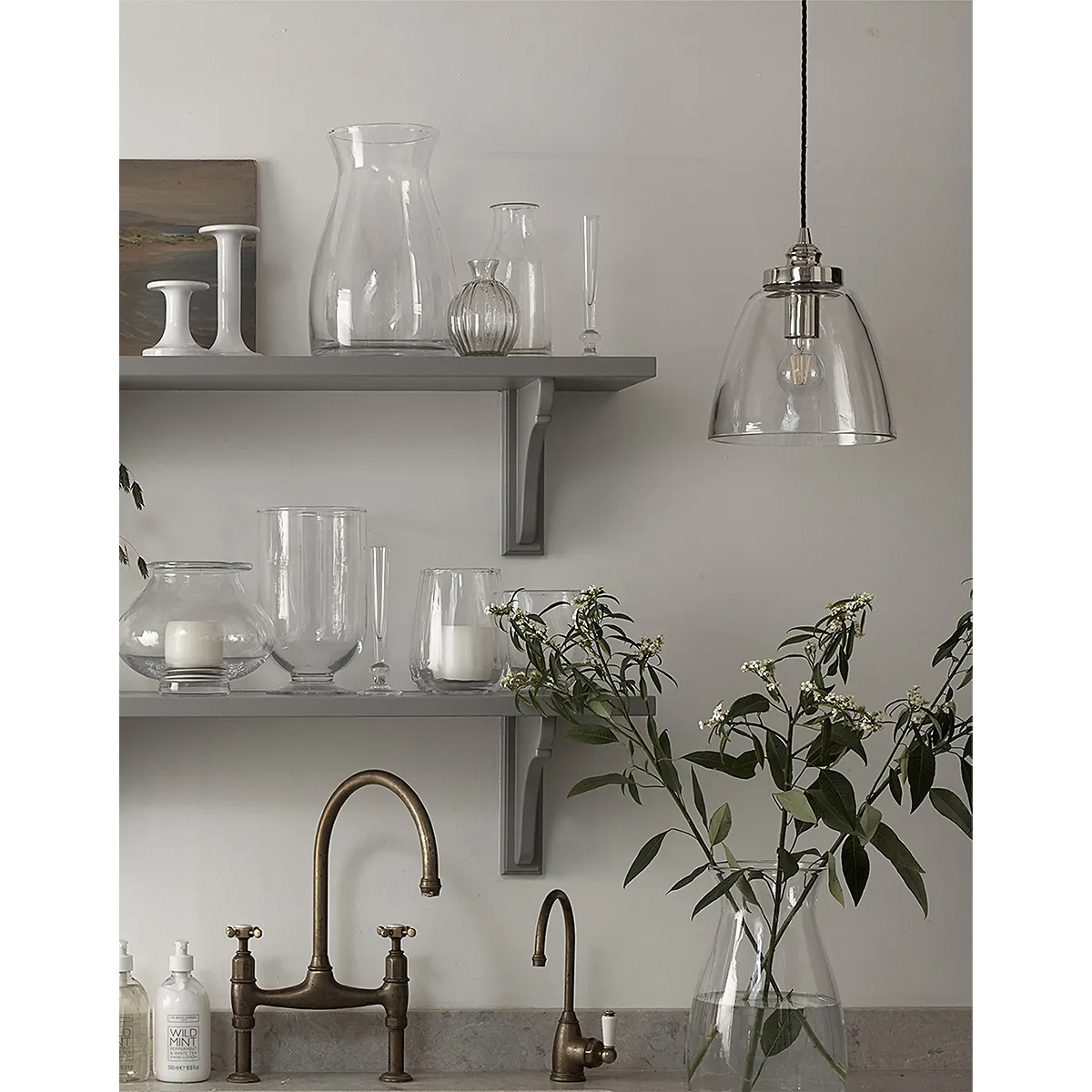 Aldeburgh Large Ceiling Pendant Light - Clear, Blown Glass alternate view