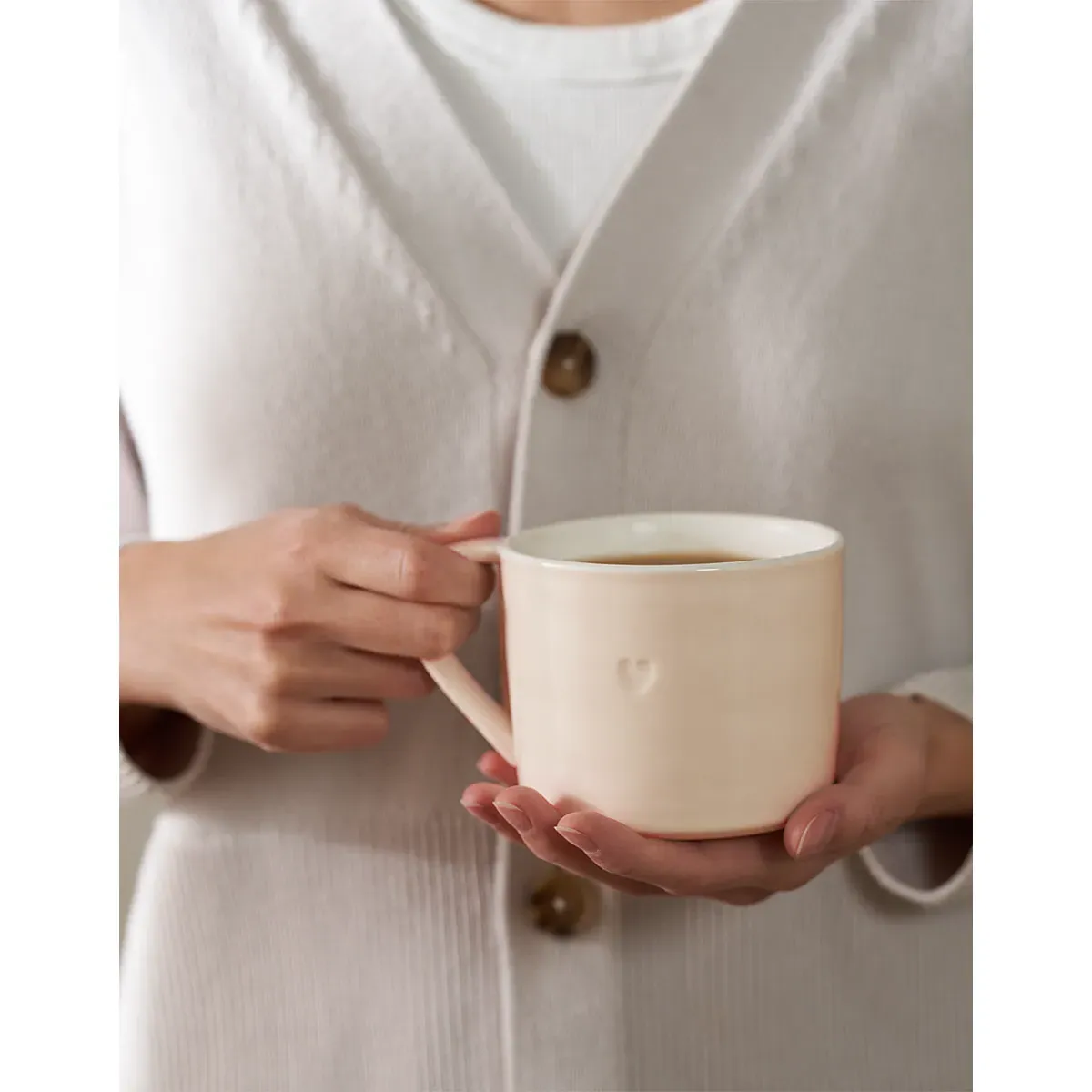 Burnham Heart Mug - Pink/White, Bone China alternate view