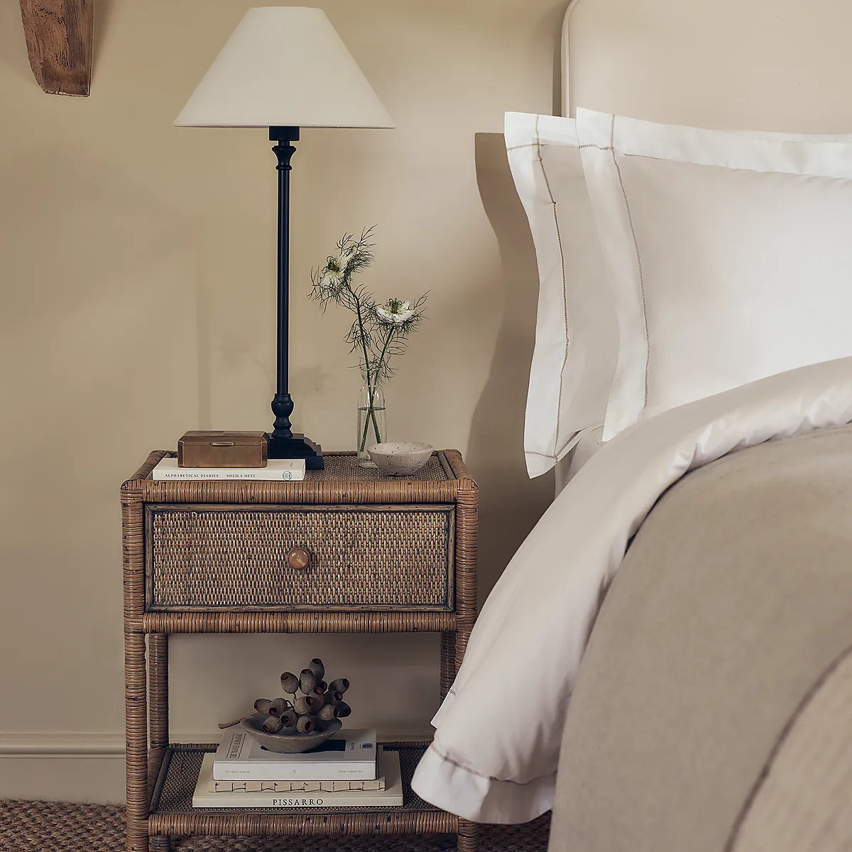 Cartmel Bedside Table with Drawer - Natural, Rattan product