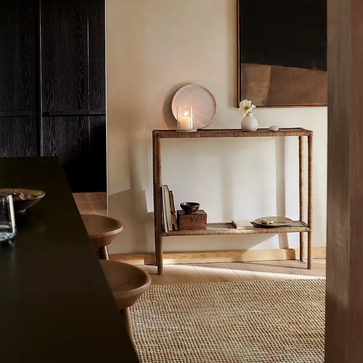 Cartmel Console Table with Shelf - Natural, Rattan product